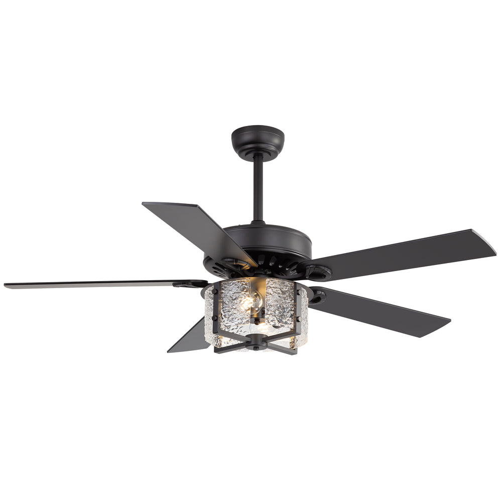 52-Inch Ceiling Fan with Light and Remote – 5 Reversible Dual-Finish Blades,Crystal-Glow Lampshade, Quiet 28W DC Motor with 6 Speeds & Reversible Airflow,  Includes 5" & 10" Downrods