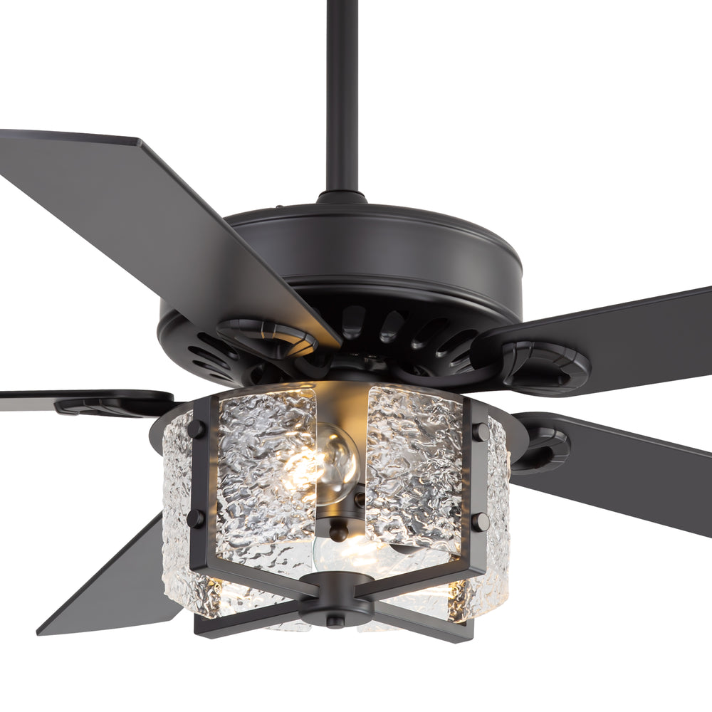 52-Inch Ceiling Fan with Light and Remote – 5 Reversible Dual-Finish Blades,Crystal-Glow Lampshade, Quiet 28W DC Motor with 6 Speeds & Reversible Airflow,  Includes 5" & 10" Downrods