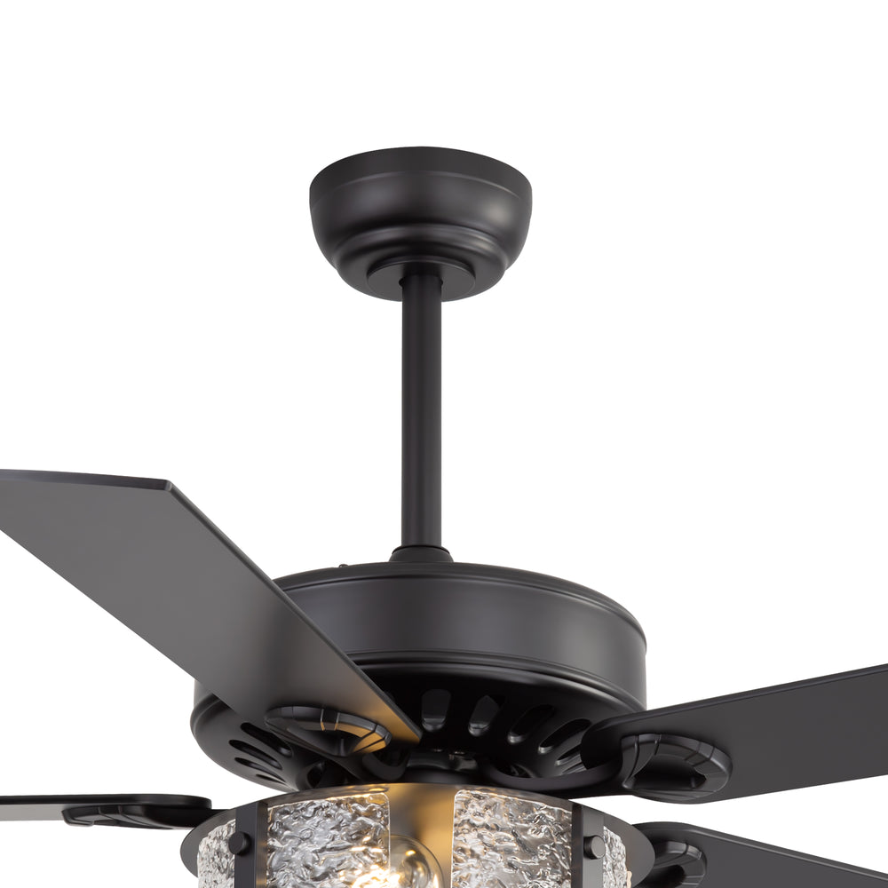 52-Inch Ceiling Fan with Light and Remote – 5 Reversible Dual-Finish Blades,Crystal-Glow Lampshade, Quiet 28W DC Motor with 6 Speeds & Reversible Airflow,  Includes 5" & 10" Downrods