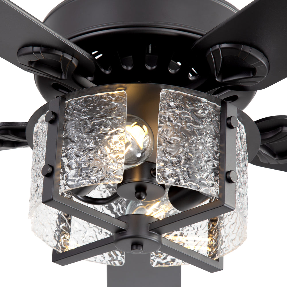52-Inch Ceiling Fan with Light and Remote – 5 Reversible Dual-Finish Blades,Crystal-Glow Lampshade, Quiet 28W DC Motor with 6 Speeds & Reversible Airflow,  Includes 5" & 10" Downrods