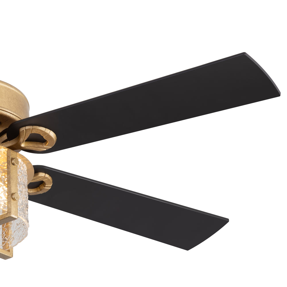 52-Inch Ceiling Fan with Light and Remote – 5 Reversible Dual-Finish Blades,Crystal-Glow Lampshade, Quiet 28W DC Motor with 6 Speeds & Reversible Airflow,  Includes 5" & 10" Downrods