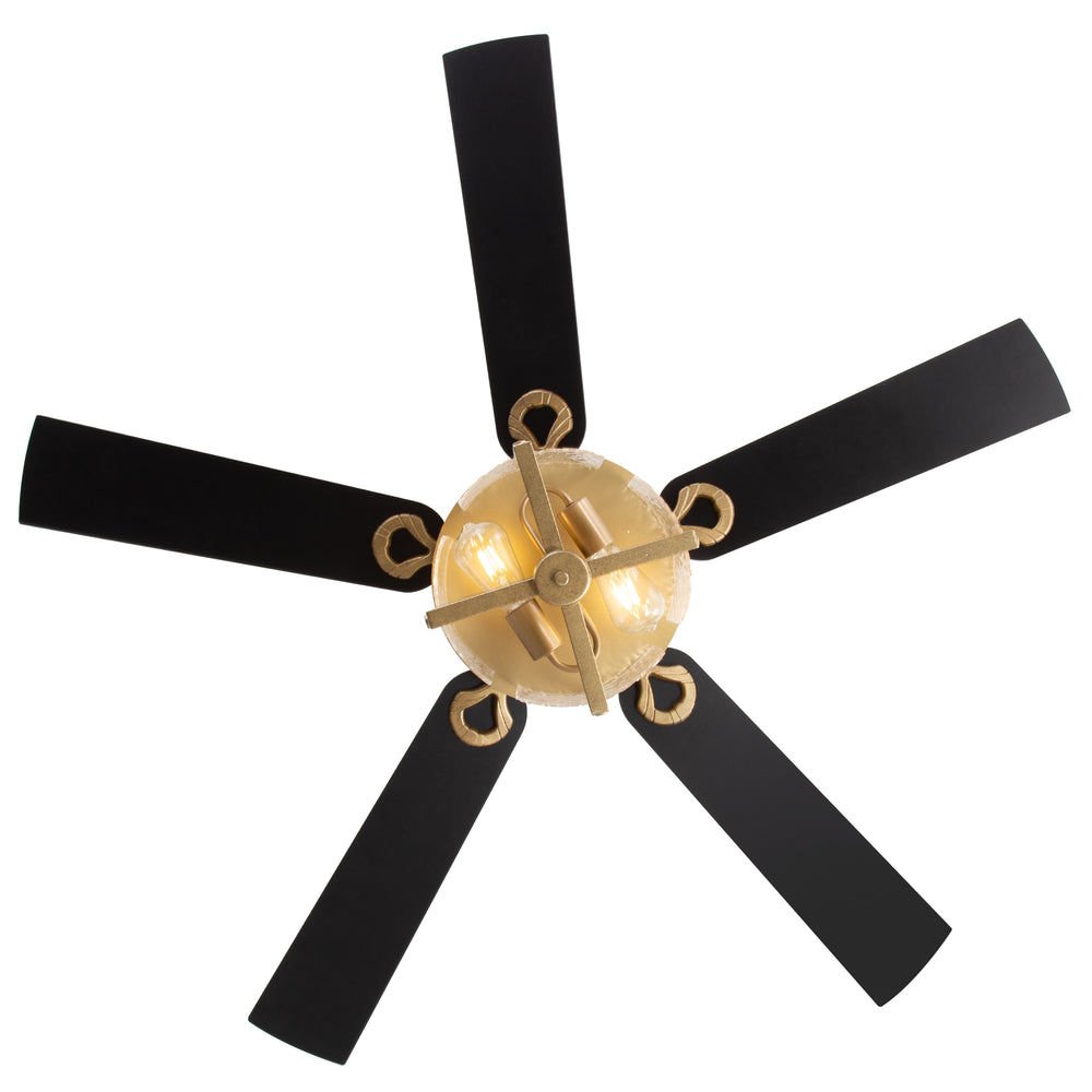 52-Inch Ceiling Fan with Light and Remote – 5 Reversible Dual-Finish Blades,Crystal-Glow Lampshade, Quiet 28W DC Motor with 6 Speeds & Reversible Airflow,  Includes 5" & 10" Downrods