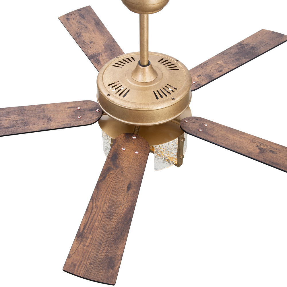 52-Inch Ceiling Fan with Light and Remote – 5 Reversible Dual-Finish Blades,Crystal-Glow Lampshade, Quiet 28W DC Motor with 6 Speeds & Reversible Airflow,  Includes 5" & 10" Downrods