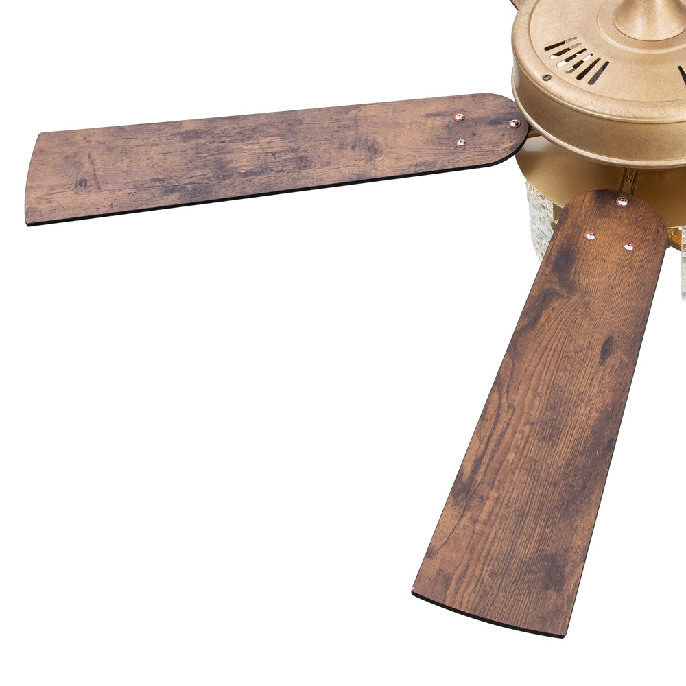 52-Inch Ceiling Fan with Light and Remote – 5 Reversible Dual-Finish Blades,Crystal-Glow Lampshade, Quiet 28W DC Motor with 6 Speeds & Reversible Airflow,  Includes 5" & 10" Downrods