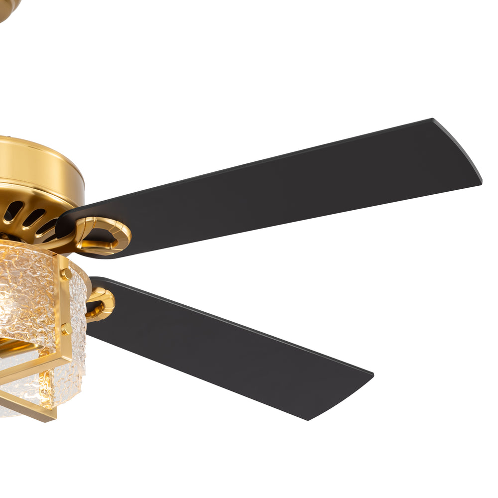 52-Inch Ceiling Fan with Light and Remote – 5 Reversible Dual-Finish Blades,Crystal-Glow Lampshade, Quiet 28W DC Motor with 6 Speeds & Reversible Airflow,  Includes 5" & 10" Downrods