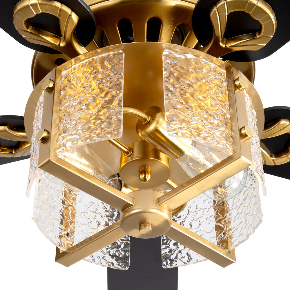 52-Inch Ceiling Fan with Light and Remote – 5 Reversible Dual-Finish Blades,Crystal-Glow Lampshade, Quiet 28W DC Motor with 6 Speeds & Reversible Airflow,  Includes 5" & 10" Downrods