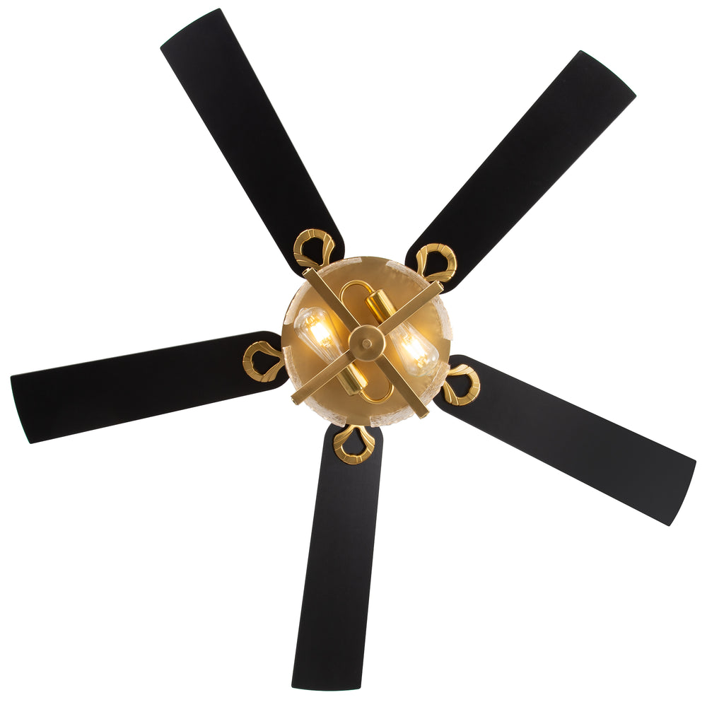 52-Inch Ceiling Fan with Light and Remote – 5 Reversible Dual-Finish Blades,Crystal-Glow Lampshade, Quiet 28W DC Motor with 6 Speeds & Reversible Airflow,  Includes 5" & 10" Downrods