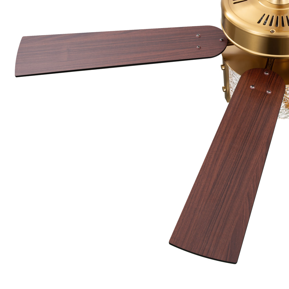 52-Inch Ceiling Fan with Light and Remote – 5 Reversible Dual-Finish Blades,Crystal-Glow Lampshade, Quiet 28W DC Motor with 6 Speeds & Reversible Airflow,  Includes 5" & 10" Downrods