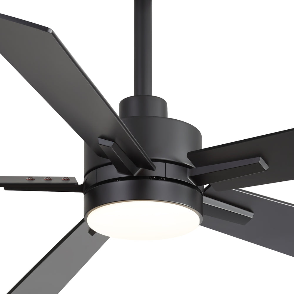 52-inch Matte Black Ceiling Fan with Light, 5 Plywood Blades, 18W LED 3-Color Temp & Memory, Quiet DC Motor, 6 Speeds, Reversible, Remote Control with Timer, Includes 5" & 10" Downrods, Ideal for Bedroom, Living Room, Dining Area