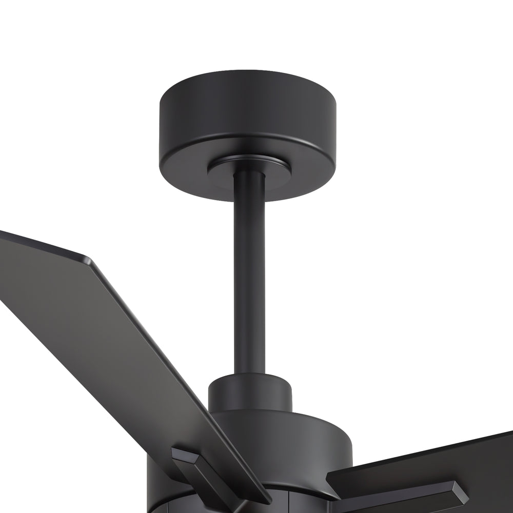 52-inch Matte Black Ceiling Fan with Light, 5 Plywood Blades, 18W LED 3-Color Temp & Memory, Quiet DC Motor, 6 Speeds, Reversible, Remote Control with Timer, Includes 5" & 10" Downrods, Ideal for Bedroom, Living Room, Dining Area