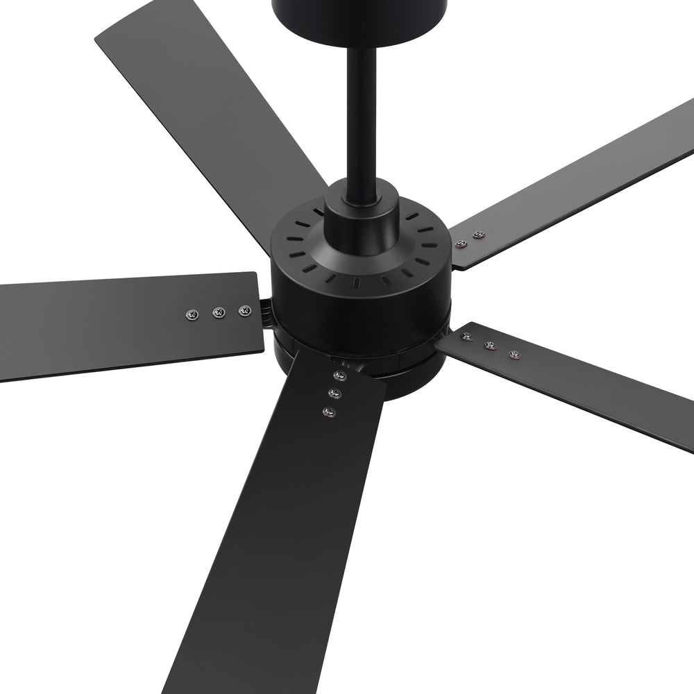 52-inch Matte Black Ceiling Fan with Light, 5 Plywood Blades, 18W LED 3-Color Temp & Memory, Quiet DC Motor, 6 Speeds, Reversible, Remote Control with Timer, Includes 5" & 10" Downrods, Ideal for Bedroom, Living Room, Dining Area