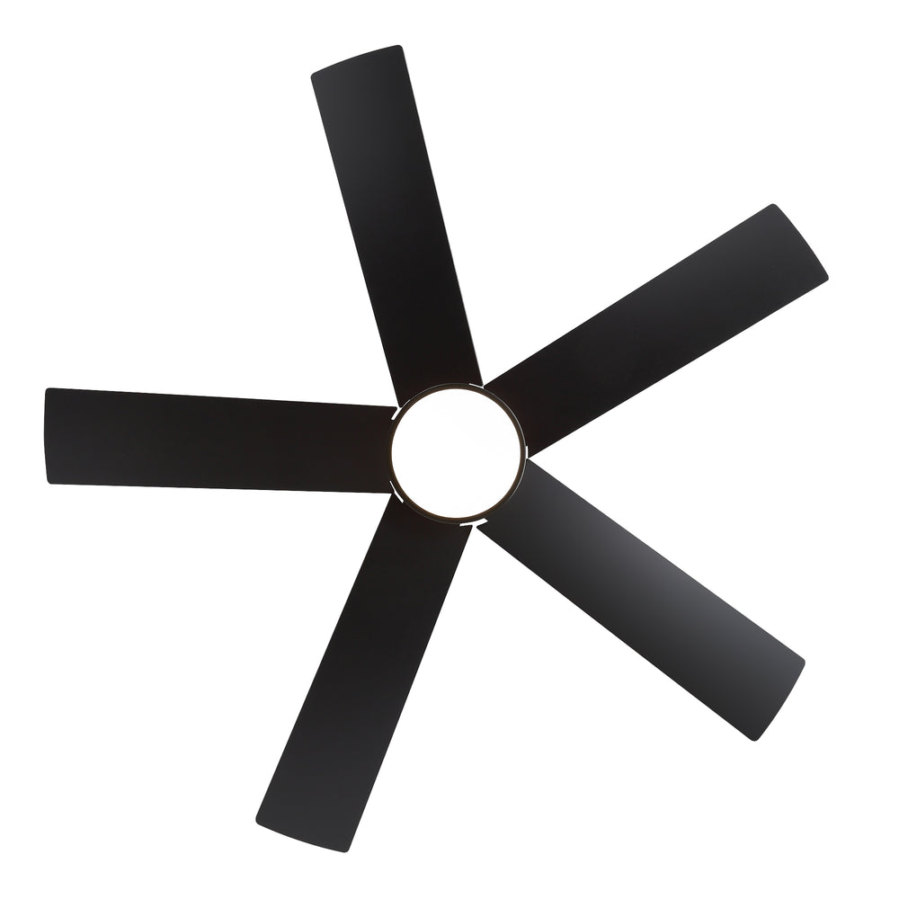 42"/52" Ceiling Fan with Light, Matte Black Finish, 5 Black Blades, Acrylic 18W LED (3 Color Temps with Memory), Quiet DC Motor, 6 Speeds, Forward/Reverse Airflow, Timer, Full Remote Control Included