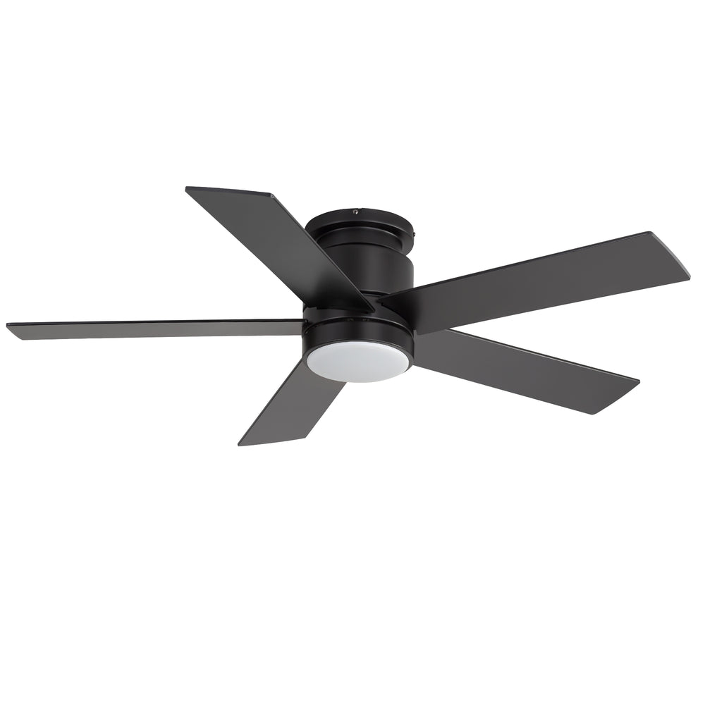 42"/52" Ceiling Fan with Light, Matte Black Finish, 5 Black Blades, Acrylic 18W LED (3 Color Temps with Memory), Quiet DC Motor, 6 Speeds, Forward/Reverse Airflow, Timer, Full Remote Control Included