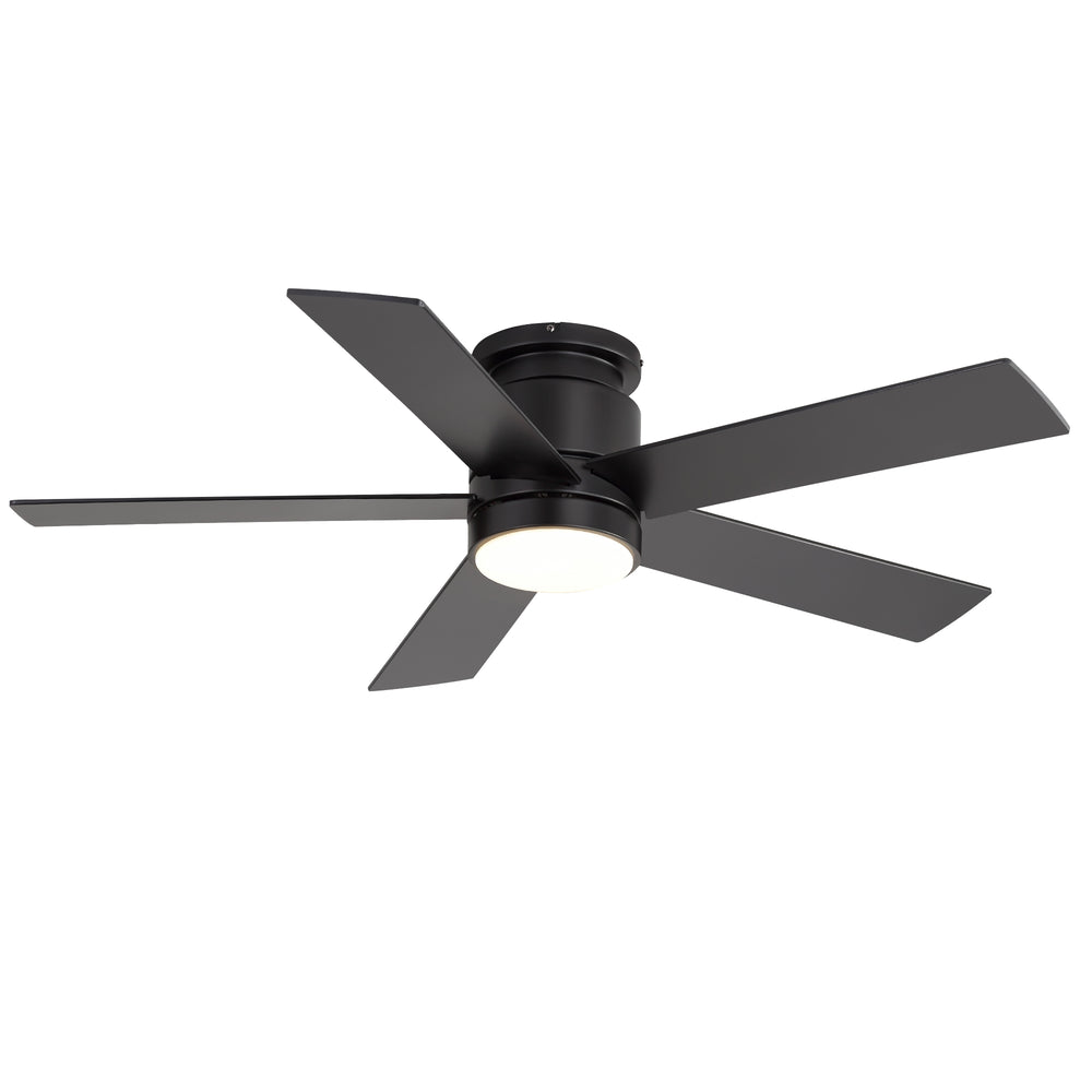 42"/52" Ceiling Fan with Light, Matte Black Finish, 5 Black Blades, Acrylic 18W LED (3 Color Temps with Memory), Quiet DC Motor, 6 Speeds, Forward/Reverse Airflow, Timer, Full Remote Control Included