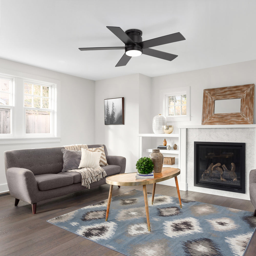 42"/52" Ceiling Fan with Light, Matte Black Finish, 5 Black Blades, Acrylic 18W LED (3 Color Temps with Memory), Quiet DC Motor, 6 Speeds, Forward/Reverse Airflow, Timer, Full Remote Control Included