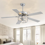 Cavora 52-Inch Chrome Crystal Ceiling Fan With Light