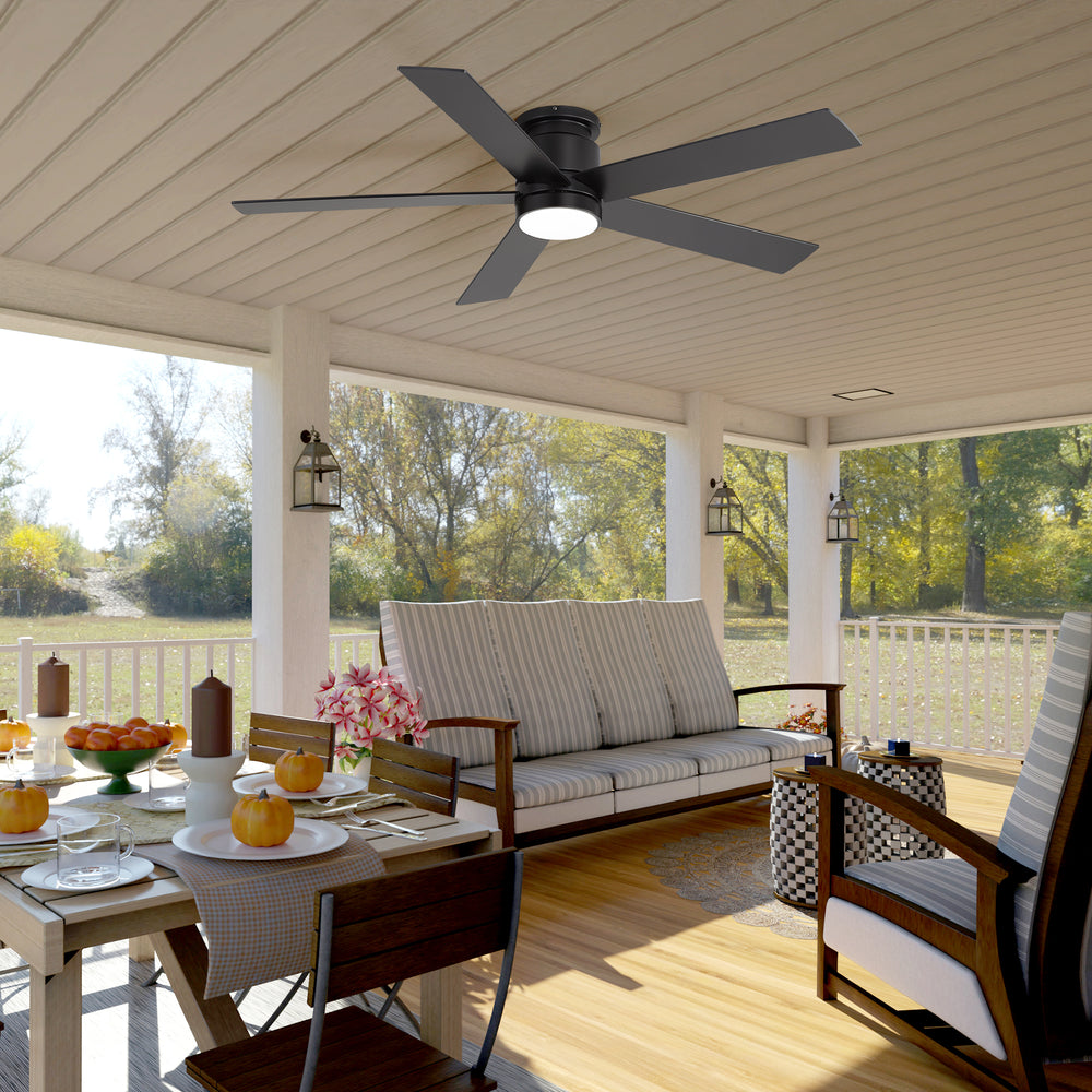 42"/52" Ceiling Fan with Light, Matte Black Finish, 5 Black Blades, Acrylic 18W LED (3 Color Temps with Memory), Quiet DC Motor, 6 Speeds, Forward/Reverse Airflow, Timer, Full Remote Control Included