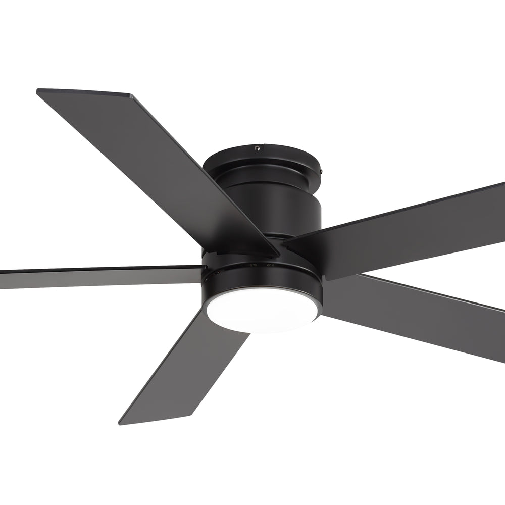 52" Smart Ceiling Fan with Lights and Remote, Flush Mount, APP & Alexa Voice Control, Quiet DC Motor, 6 Speeds, Reversible, 3CCT Dimmable LED, Black