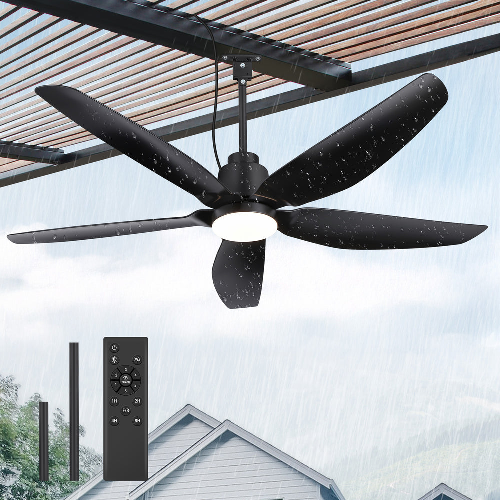 2 Pack 52 Inch Outdoor Ceiling Fans With Remote, Black Ceiling Fan No Light With Quiet Reversible Dc Motor 6 Speeds 3 Blade Modern Ceiling Fans For Patio Living Room Bedroom Indoor Black 2 168819