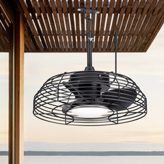 19" Outdoor Waterproof Ceiling Fan with LED Light, IP44 Rated, Plug-In Design, 3 ABS Blades, DC Motor, 6 Speeds, Reverse Mode, 1–12H Timer, Remote Control, 3-CCT 24W LED, Works with 6"/10" Downrods