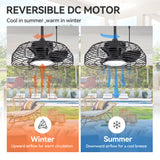 19-inch Waterproof Outdoor Ceiling Fan with LED Light, IP44 Rated, Plug-In Design, 3 ABS Blades, DC Motor, 6 Speeds, Reverse Mode,Timer, Remote Control, 3-CCT 24W LED, Works with 6"/10" Downrods