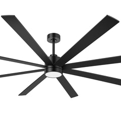 72-Inch Large Ceiling Fan with Light, Matte Black 8-Blade Ceiling Fan, Quiet DC Motor, 3CCT LED, Reversible, 6 Speeds Remote, Timer, Downrod Mount