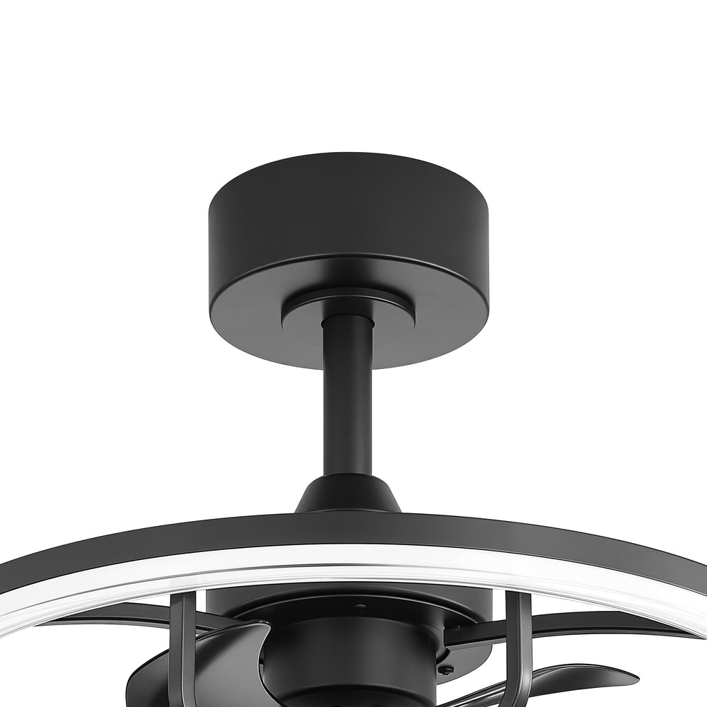20-Inch Ceiling Fan with Light, Low Profile Flush Mount or Downrod, DC Motor, 6 Speeds, RGB & 3CCT Dimmable LED, Remote Control, Matte Black