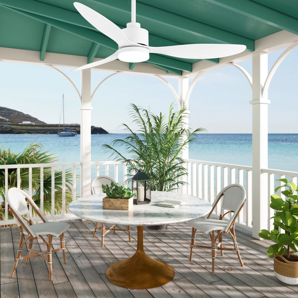 52-Inch Modern Ceiling Fan with Light, 3 ABS Blades, 18W LED with 3 Color Temperatures, Remote Control with 6 Speeds, Reverse Function, Timer, Quiet DC Motor, Includes 5" & 10" Downrods, Ideal for Dining, Bedroom, and Living Room