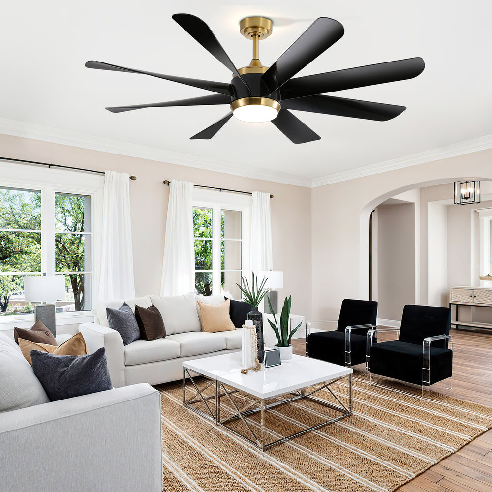 Alsatia 60-in Gold Indoor LED Ceiling Fan with Light Remote (8-Blade)