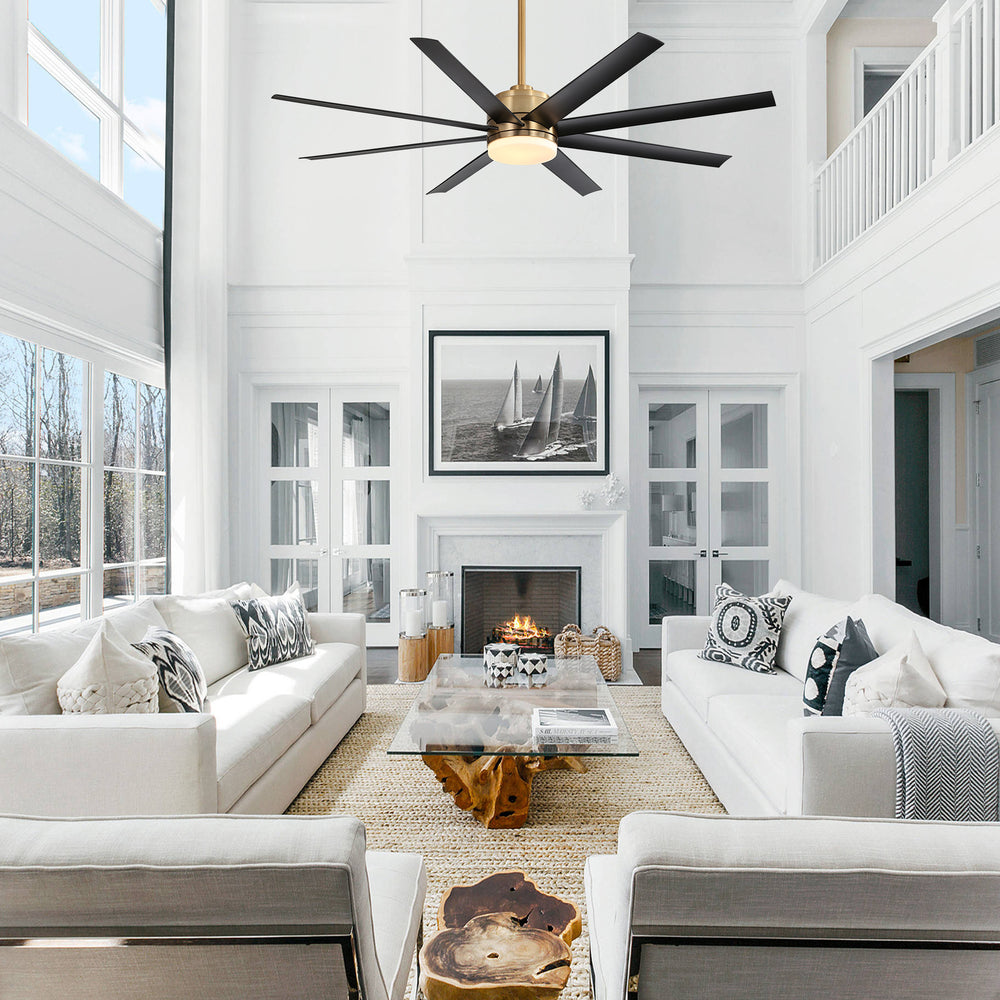 Annette 65 in. Integrated LED Indoor Gold Black-Blade Ceiling Fans with Light and Remote Control