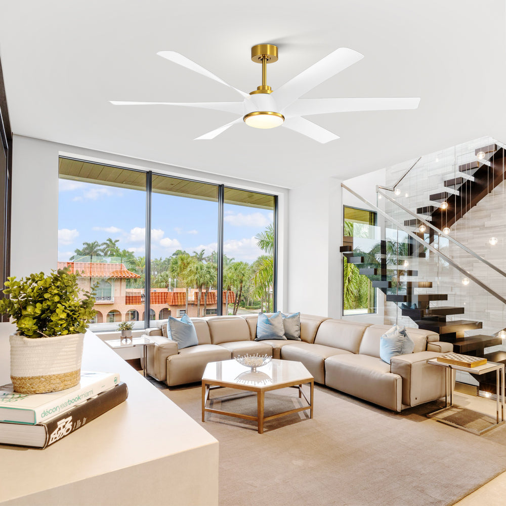 65-in Indoor Large LED Ceiling Fan with Light Remote (6-Blade)