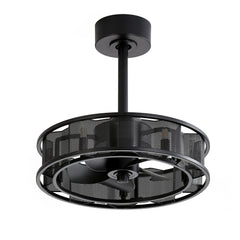 Amboise 18 inch Black Caged Ceiling Fan with Light and Remote