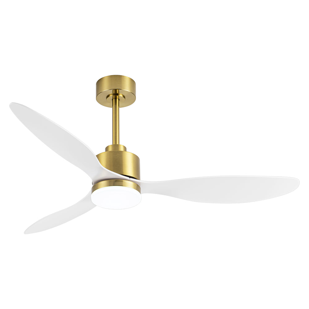 52-Inch Modern Ceiling Fan with Light, 3 ABS Blades, 18W LED with 3 Color Temperatures, Remote Control with 6 Speeds, Reverse Function, Timer, Quiet DC Motor, Includes 5" & 10" Downrods, Ideal for Dining, Bedroom, and Living Room