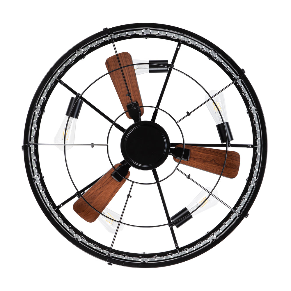 28 Inch Caged Ceiling Fan with Light & Remote Control