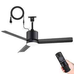 42-Inch Outdoor Ceiling Fan with Light, Matte Black Waterproof Ceiling Fan, 3-Blade Quiet DC Motor, Dimmable LED 3CCT, 6 Speeds Remote, Timer, Reversible for Patio Porch Gazebo