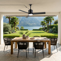 42-Inch Outdoor Ceiling Fan with Light, Matte Black Waterproof Ceiling Fan, 3-Blade Quiet DC Motor, Dimmable LED 3CCT, 6 Speeds Remote, Timer, Reversible for Patio Porch Gazebo