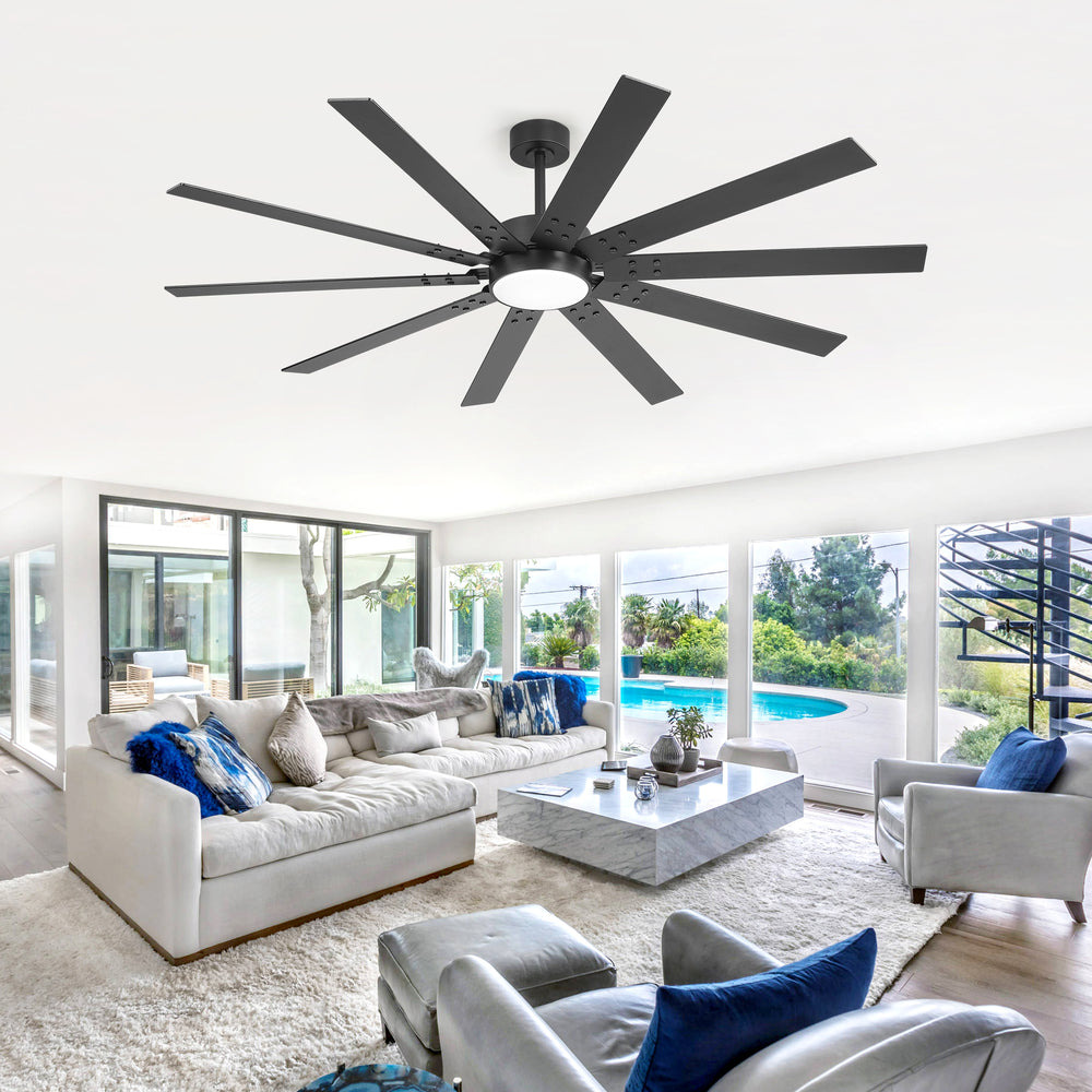Breezary 72" 10-Blade Silent DC Motor Modern Ceiling Fan with 3-CCT LED Light (Memory Function)