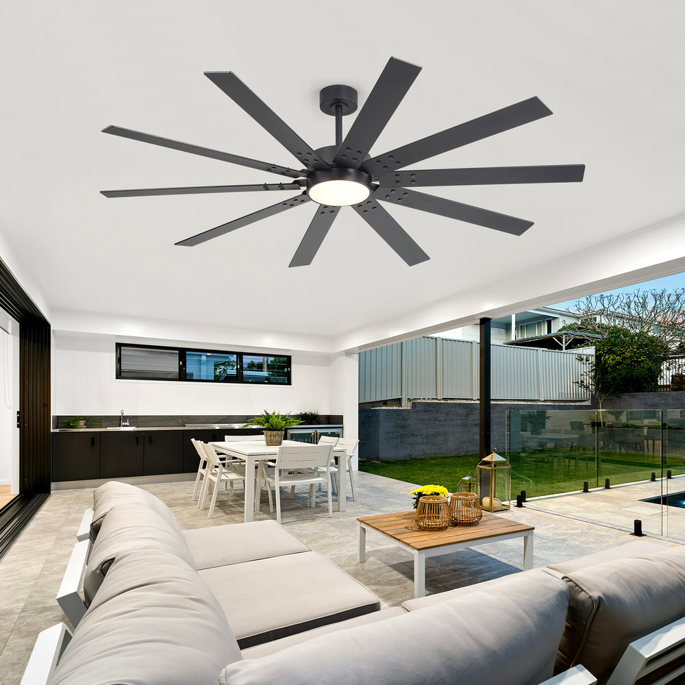Breezary 72" 10-Blade Silent DC Motor Modern Ceiling Fan with 3-CCT LED Light (Memory Function)