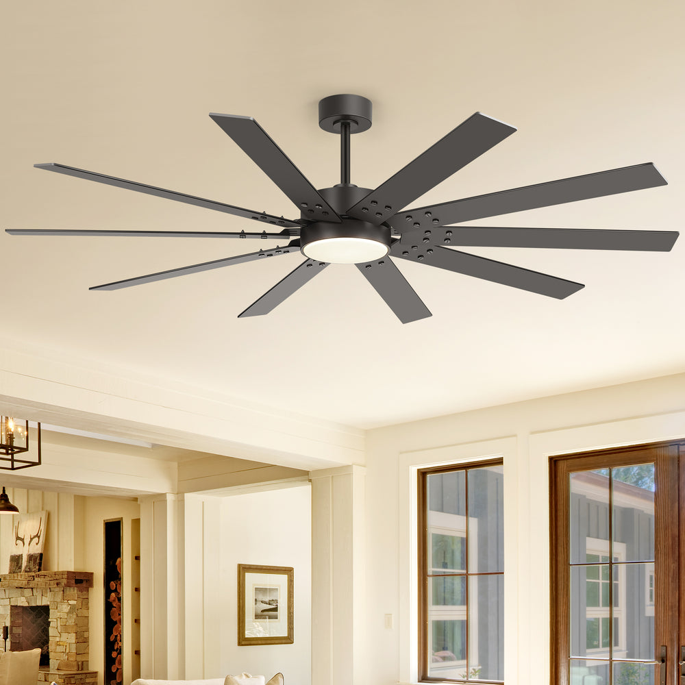 Breezary 72" 10-Blade Silent DC Motor Modern Ceiling Fan with 3-CCT LED Light (Memory Function)