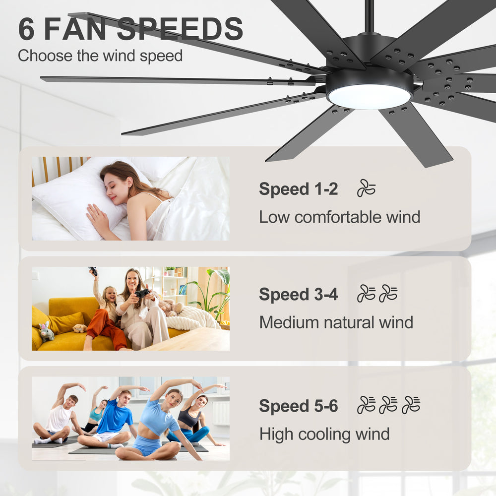 Breezary 72" 10-Blade Silent DC Motor Modern Ceiling Fan with 3-CCT LED Light (Memory Function)
