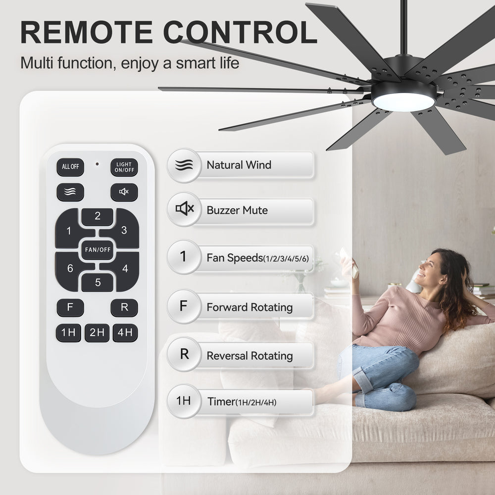 Breezary 72" 10-Blade Silent DC Motor Modern Ceiling Fan with 3-CCT LED Light (Memory Function)