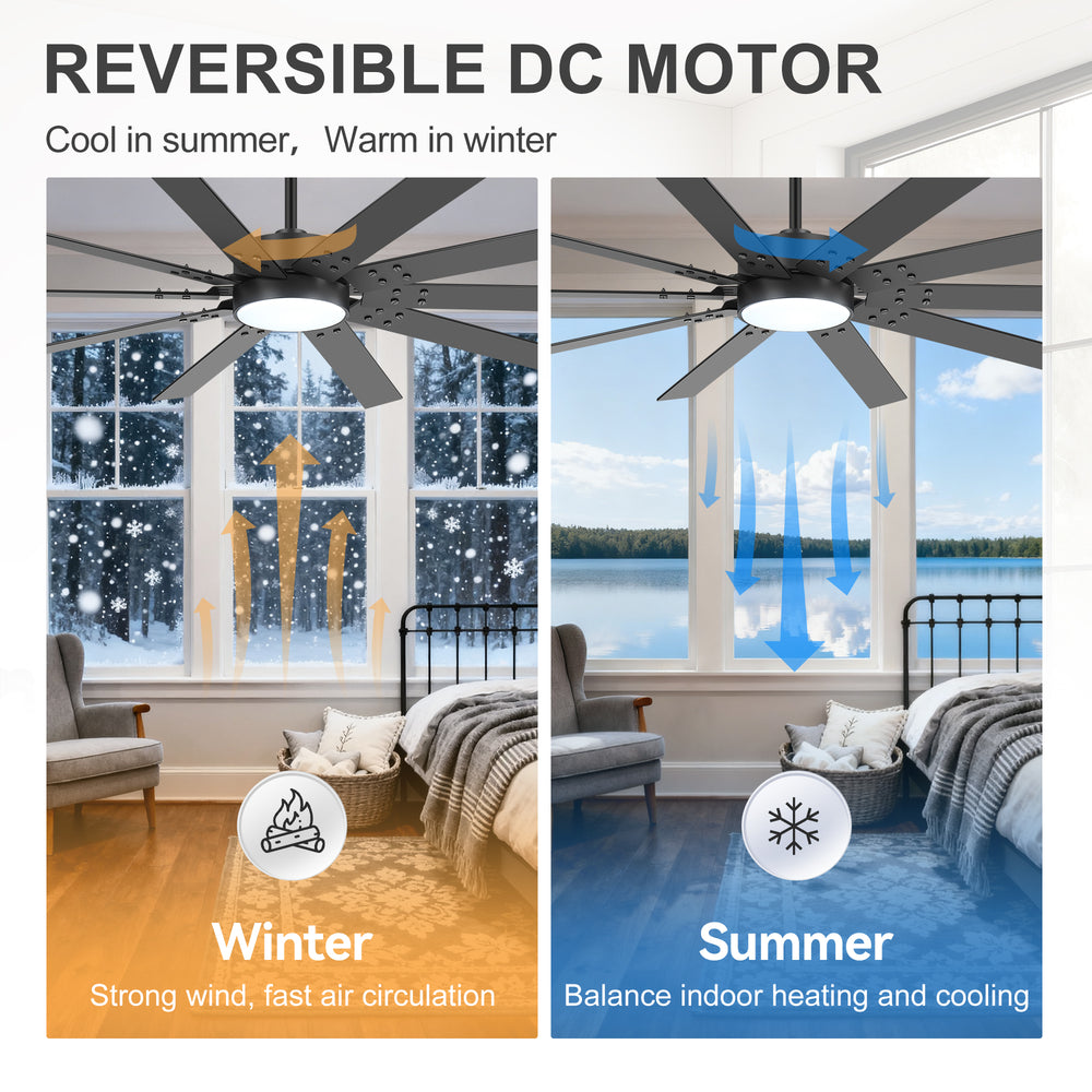 Breezary 72" 10-Blade Silent DC Motor Modern Ceiling Fan with 3-CCT LED Light (Memory Function)