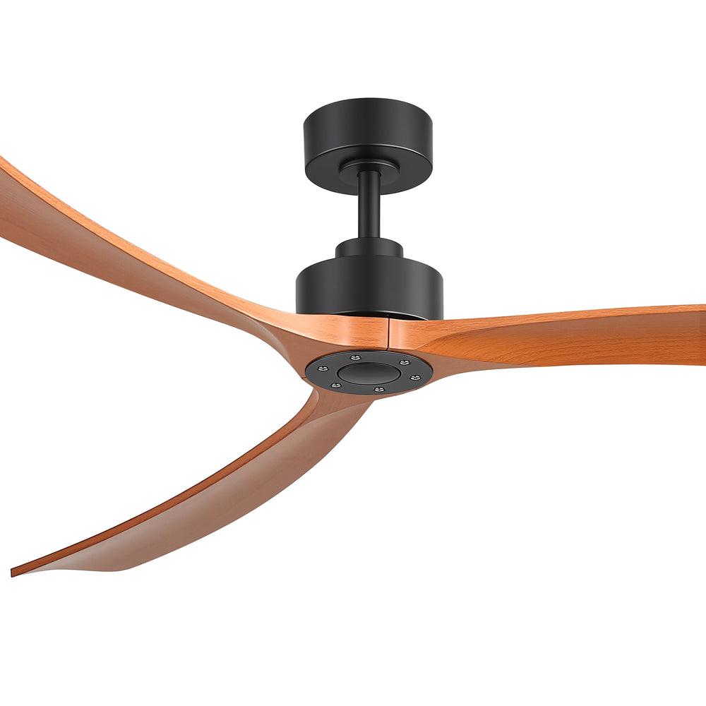 Breezary 72" 3-Blade Silent DC Motor Modern Ceiling Fan - Matte Black & Walnut (No Light)