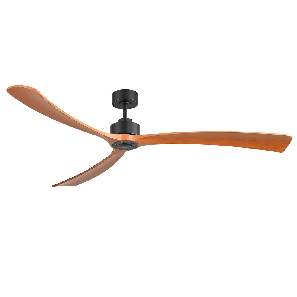 Breezary 72" 3-Blade Silent DC Motor Modern Ceiling Fan - Matte Black & Walnut (No Light)