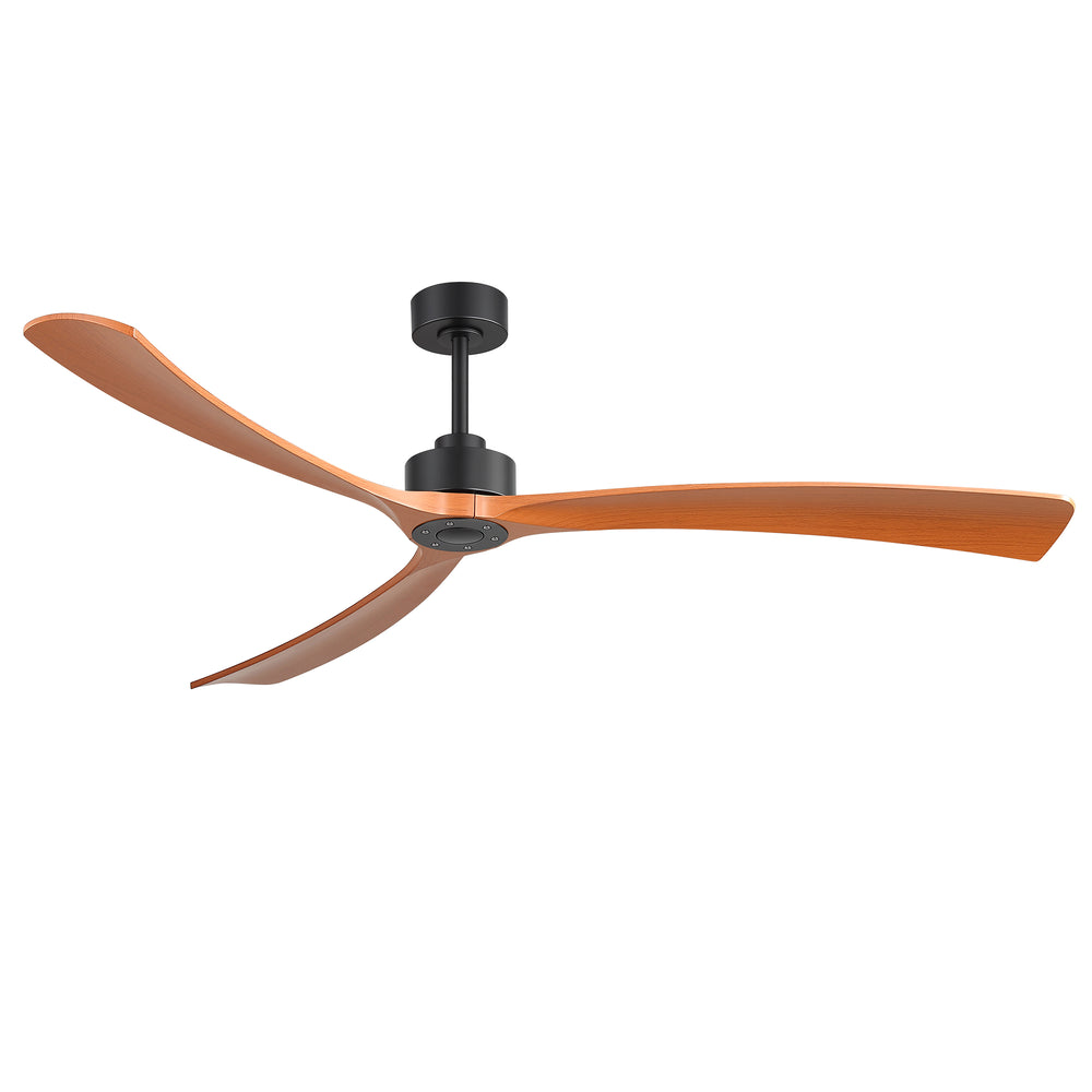 Breezary 72" 3-Blade Silent DC Motor Modern Ceiling Fan - Matte Black & Walnut (No Light)