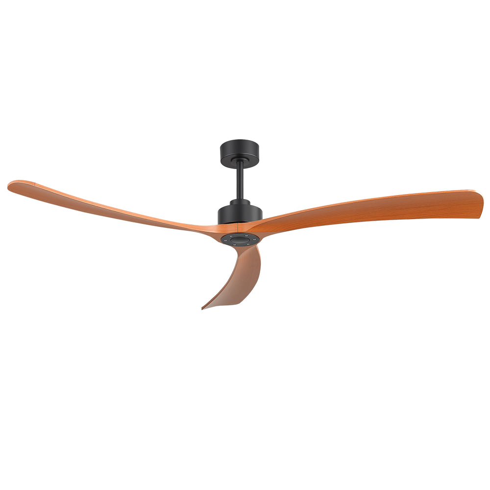 Breezary 72" 3-Blade Silent DC Motor Modern Ceiling Fan - Matte Black & Walnut (No Light)