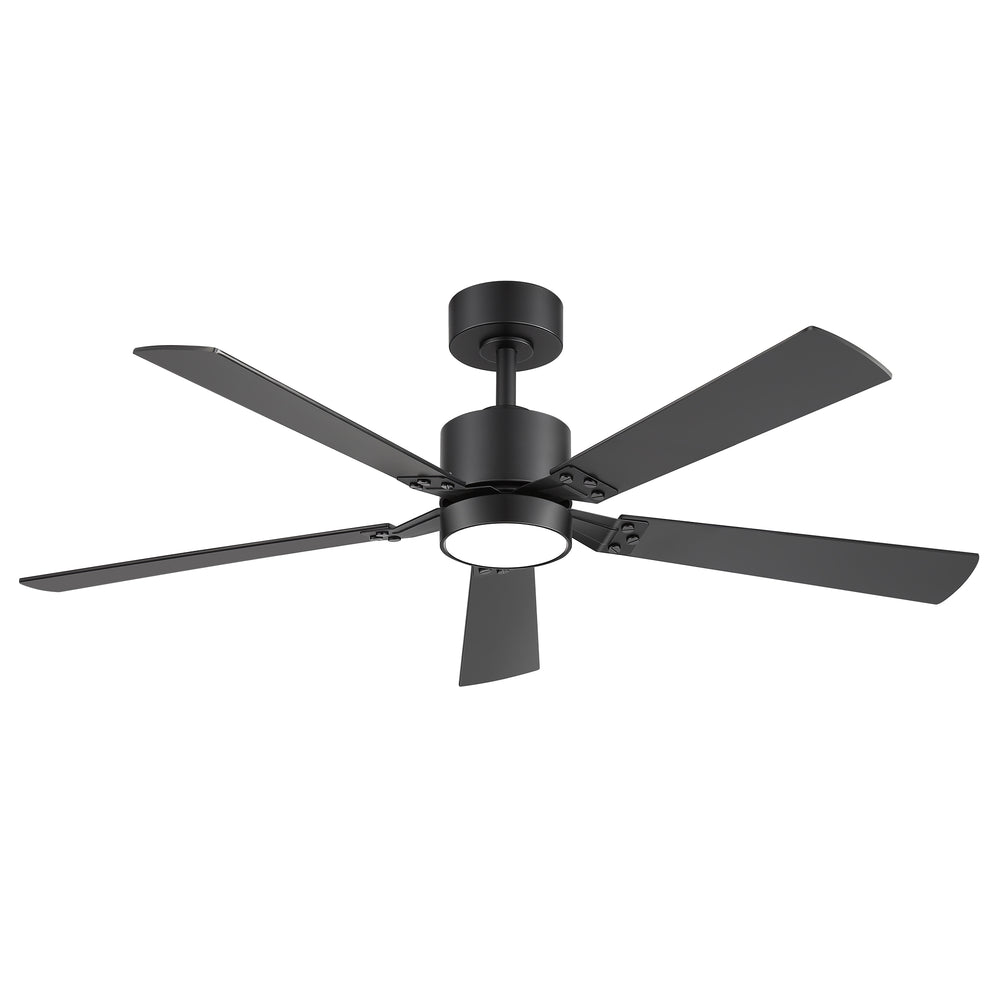 52-Inch Matte Black Ceiling Fan with RGB LED Light, 3 CCT 3000K/4000K/6000K, DC Motor 6-Speed Reversible, Remote Control with 2H Timer, Dual-Finish Blades