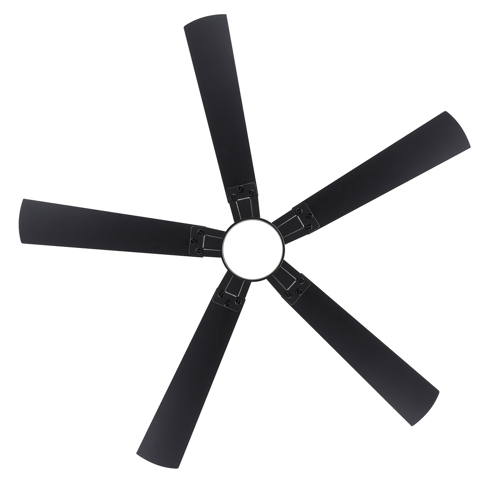 52-Inch Matte Black Ceiling Fan with RGB LED Light, 3 CCT 3000K/4000K/6000K, DC Motor 6-Speed Reversible, Remote Control with 2H Timer, Dual-Finish Blades