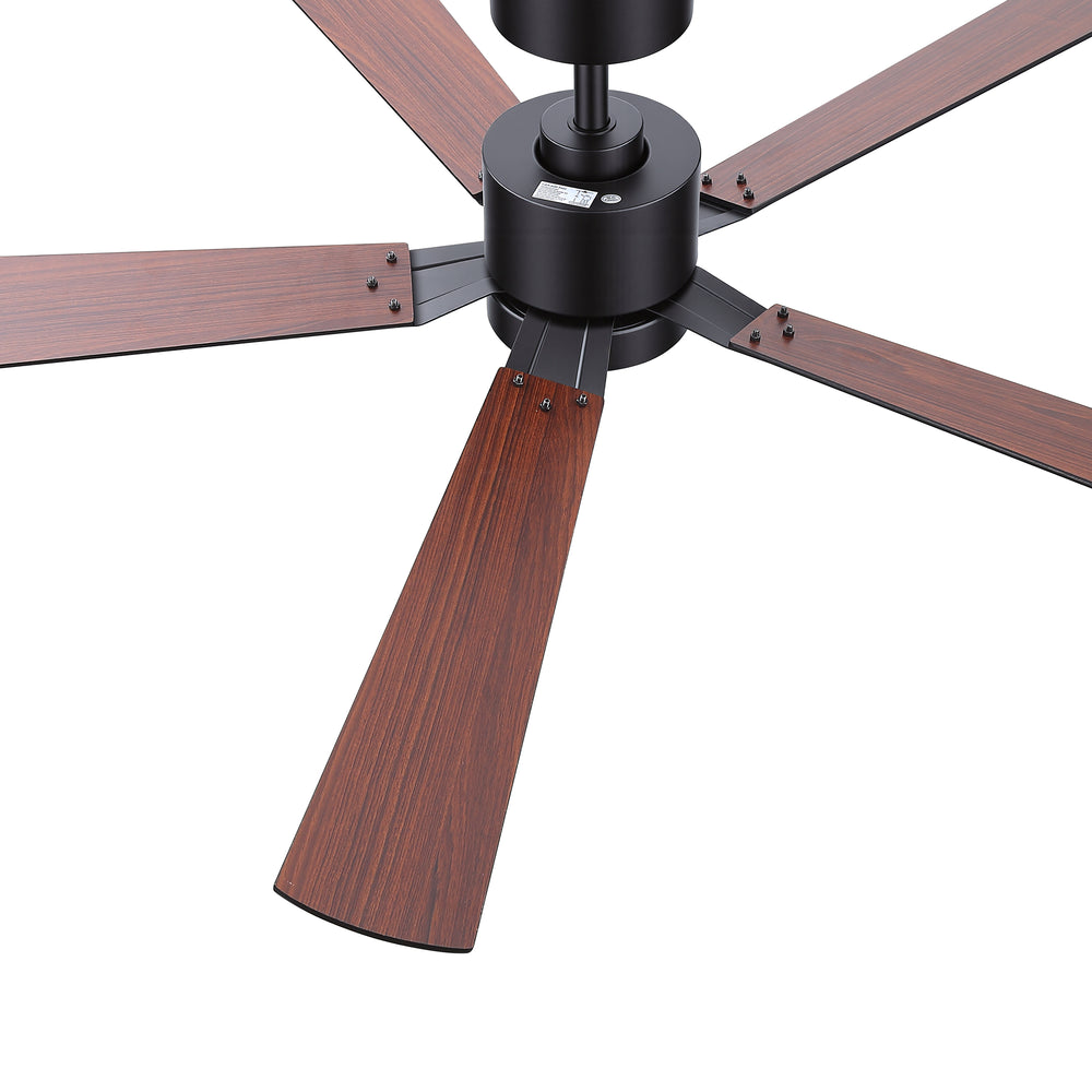 52-Inch Matte Black Ceiling Fan with RGB LED Light, 3 CCT 3000K/4000K/6000K, DC Motor 6-Speed Reversible, Remote Control with 2H Timer, Dual-Finish Blades