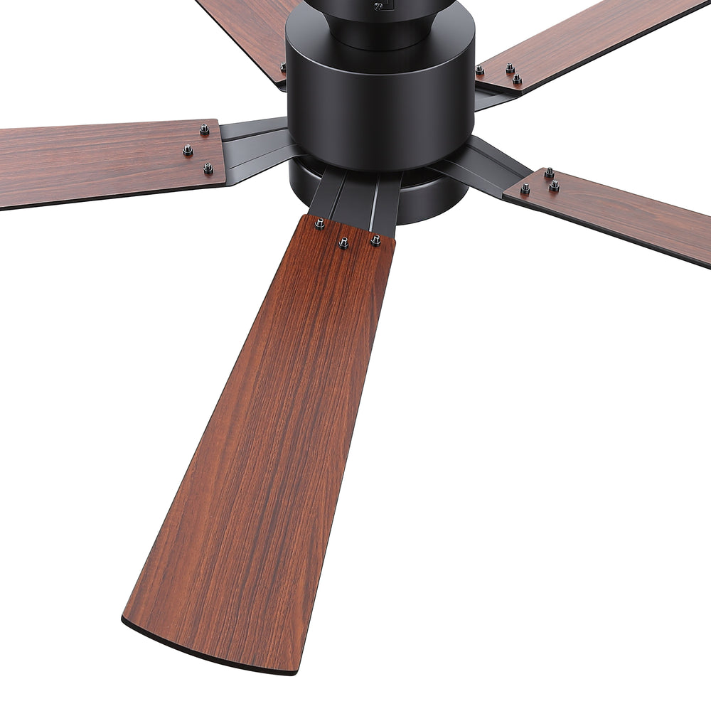 52-Inch Matte Black Ceiling Fan with RGB LED Light, 3 CCT 3000K/4000K/6000K, DC Motor 6-Speed Reversible, Remote Control with 2H Timer, Dual-Finish Blades